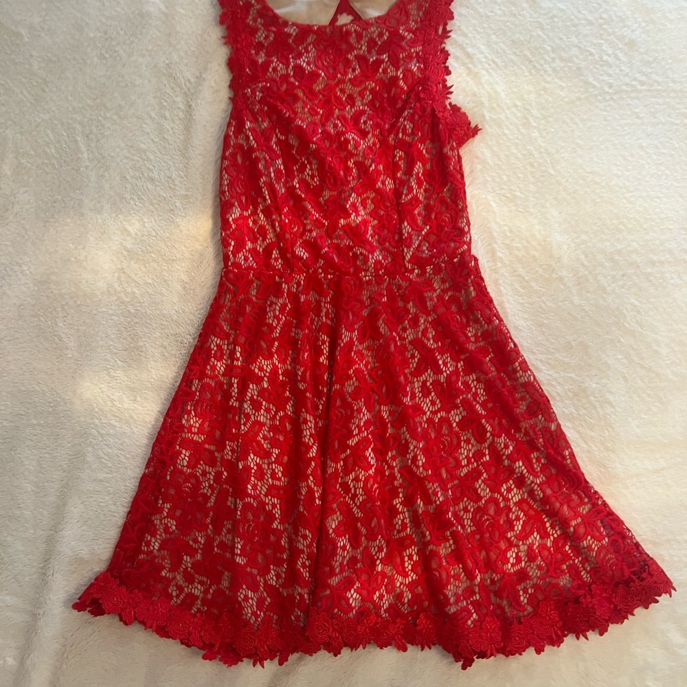 Francesca's Collections Red Sleeveless Scoop Neck Sundress